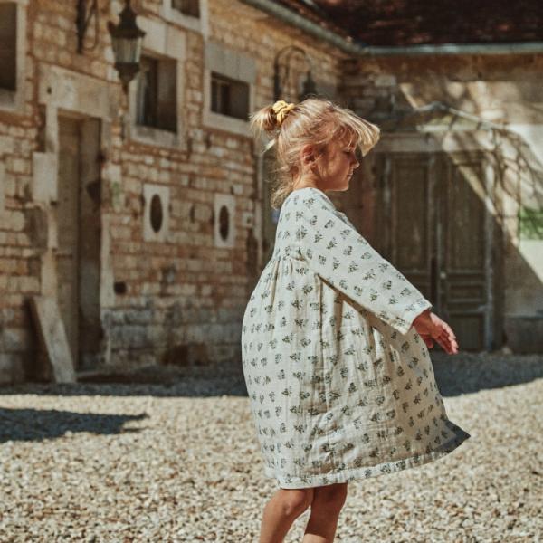 Jupes & Robes Enfant | Poudre Organic Robe Aubépine Fleurs Blue Fog